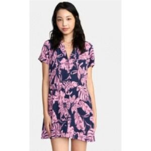 RVCA Navy and Pink Floral Mini Dress